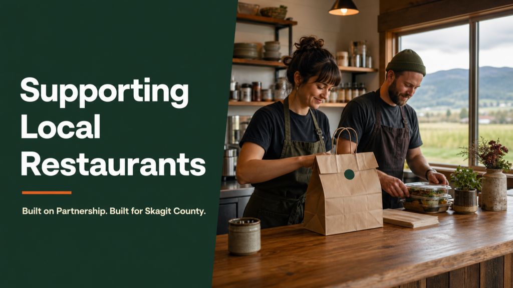 Local Skagit County restaurant team preparing a takeout order
